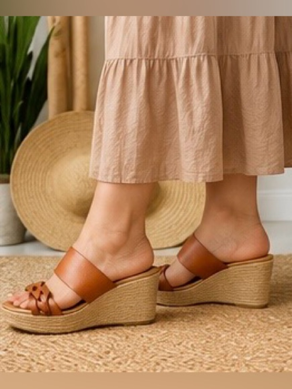 Lane Bryant 8W Wide Width
Cognac Brown Espadrille Wedge
Slide Sandals
